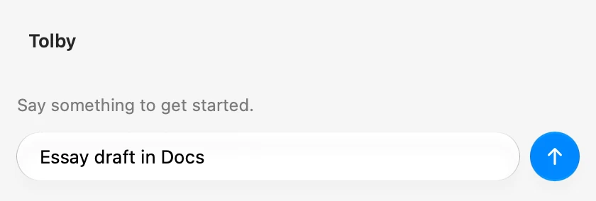 Typing an intention: Essay draft in Docs.